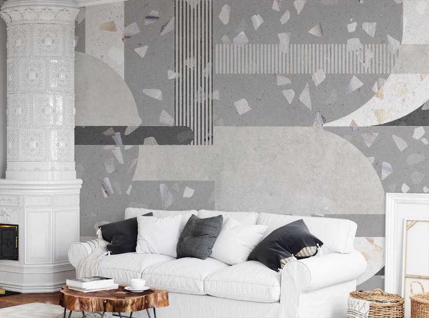 Peel and Stick Digital Grey Color Wall Tile Design Stone Wallpaper Murals