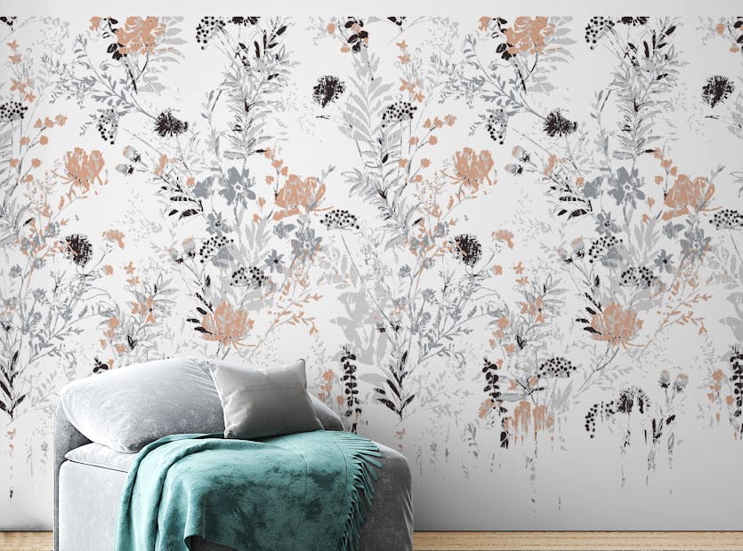 Peel and Stick Modern Retro Pastel Flower Pattern Wallpaper Murals