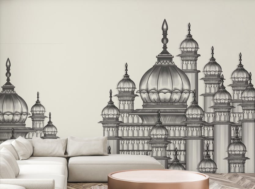 Removable Mughal Building Architectural Manual Illustrated Wallpaper