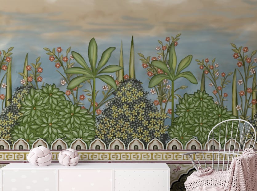 Removable Mughal Garden Wall Painting Hand Made Artwork Wallpaper Murals