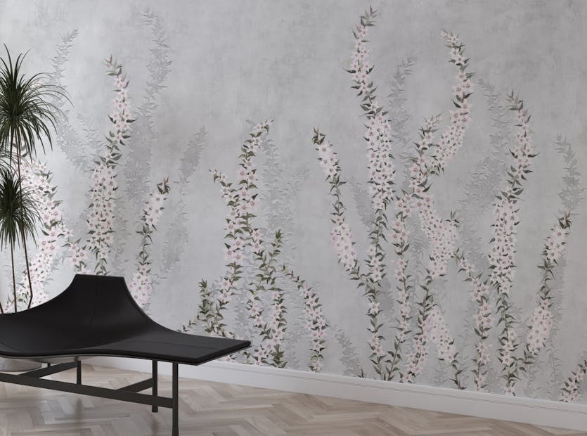 Removable White Color Flower Branches Peel and Stick Wallpaper Murals