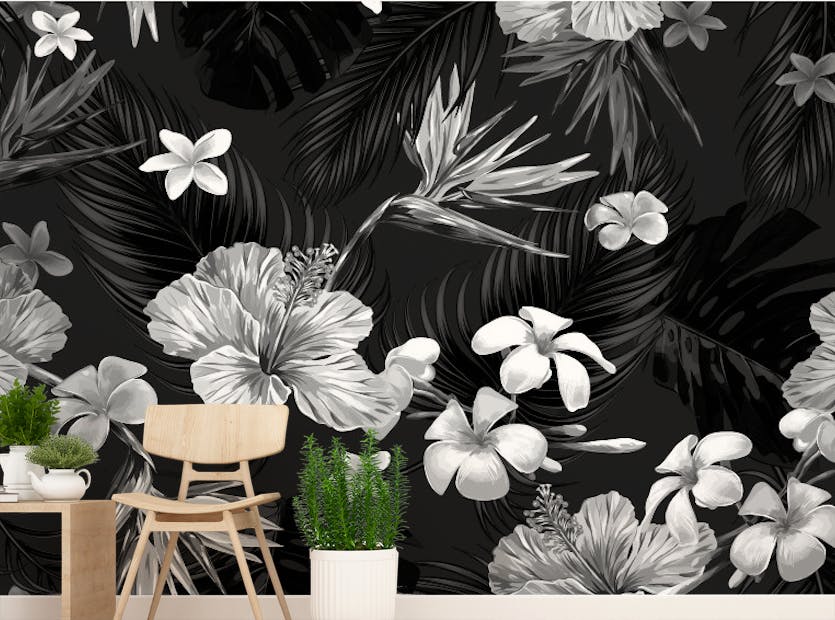 Removable Beautiful Floral Pattern Tropical Palm Leaves Wallpaper Murals