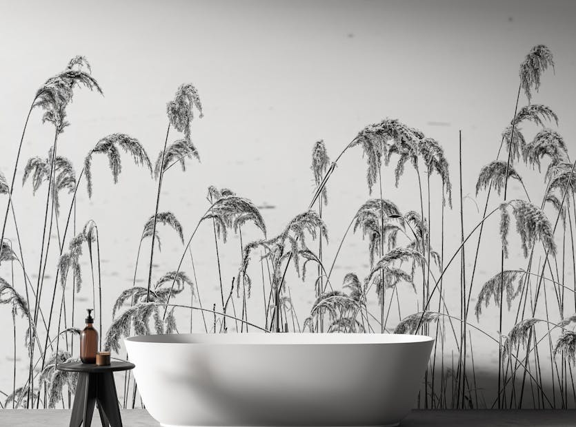 Peel and Stick Winter Reeds Black and White Wallpaper Wall Murals