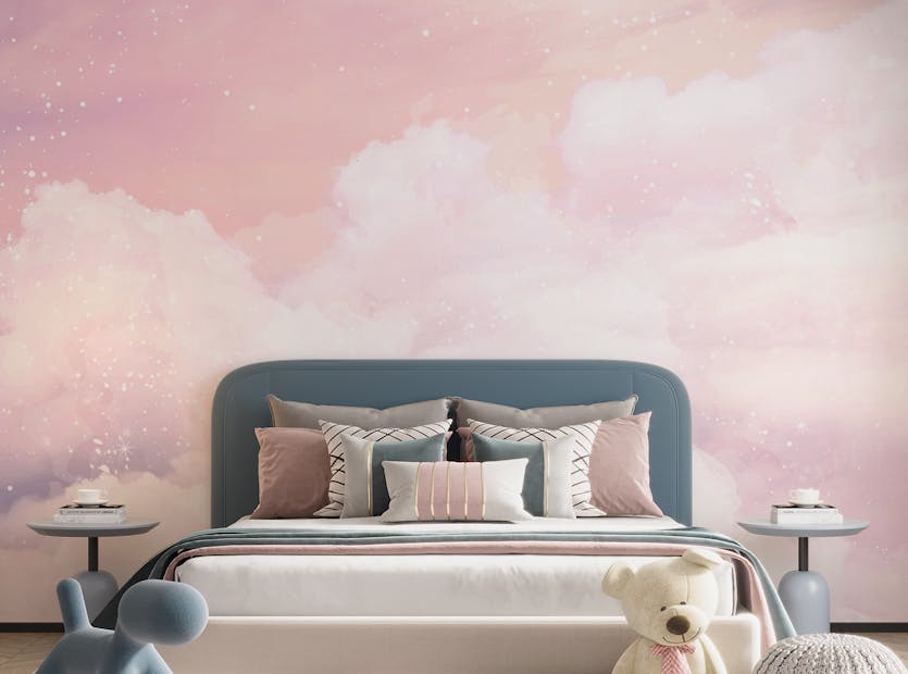 Peel and Stick Abstract Pink Color Sky Design Wallpaper Wall Murals