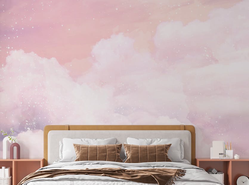 Removable Abstract Pink Color Sky Design Wallpaper Wall Murals