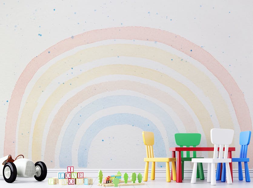Removable Watercolor Rainbow Light Pastel Colors Wallpaper Murals