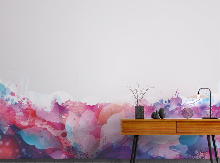 Peel and Stick Watercolor Abstract Colorful Leaves Wallpaper Murals