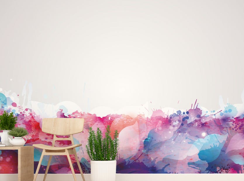 Removable Watercolor Abstract Colorful Leaves Wallpaper Murals
