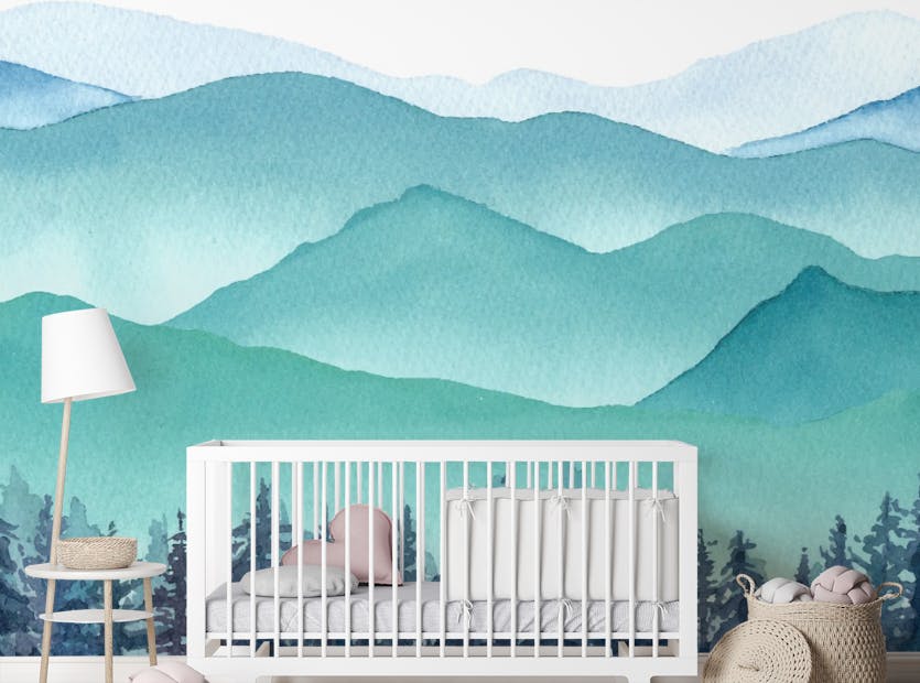 Peel and Stick Watercolor Hills Kids Removable Wall Murals