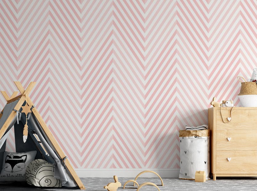 Peel and Stick Blush Pink and White Geometric Line Wallpaper