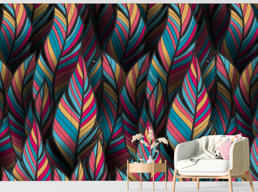 Peel and Stick Tropical Feather Fantasy Wallpaper
