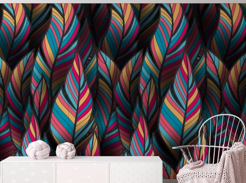 Removable Tropical Feather Fantasy Wallpaper