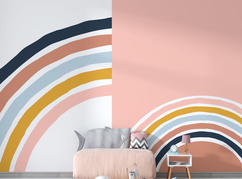 Peel and Stick Geometric Colorful Stripy Rainbow Square Wallpaper Mural