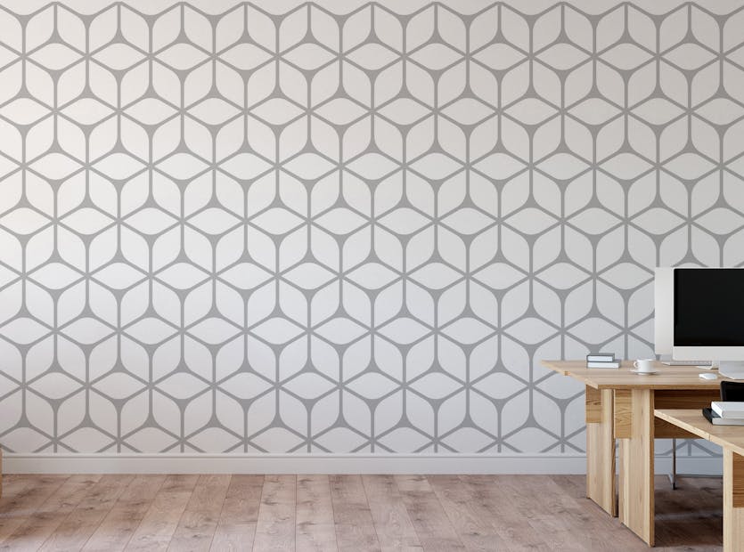 Peel and Stick White Triangular Deco Design Repeat Pattern Wallpaper