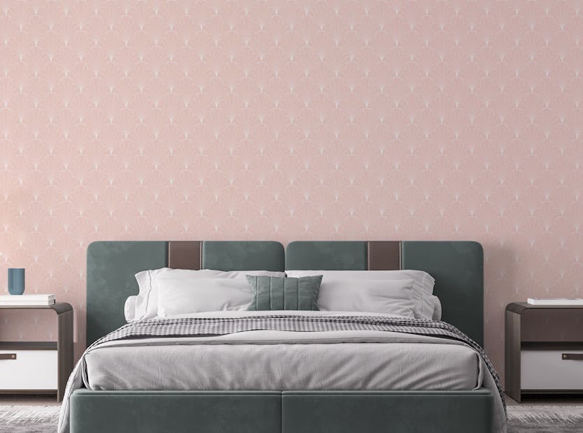 Peel and Stick Art Deco Pink Color Repeat Pattern Wallpaper