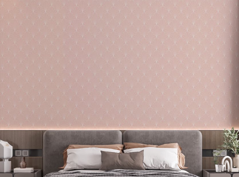 Removable Art Deco Pink Color Repeat Pattern Wallpaper