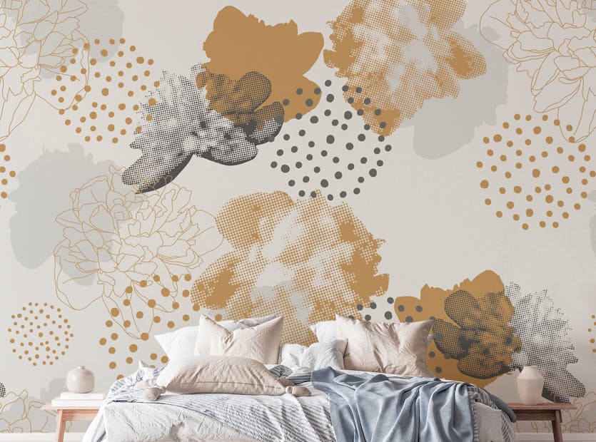 Peel and Stick Modern Color Floral Pattern Luxurious Wallpaper Murals