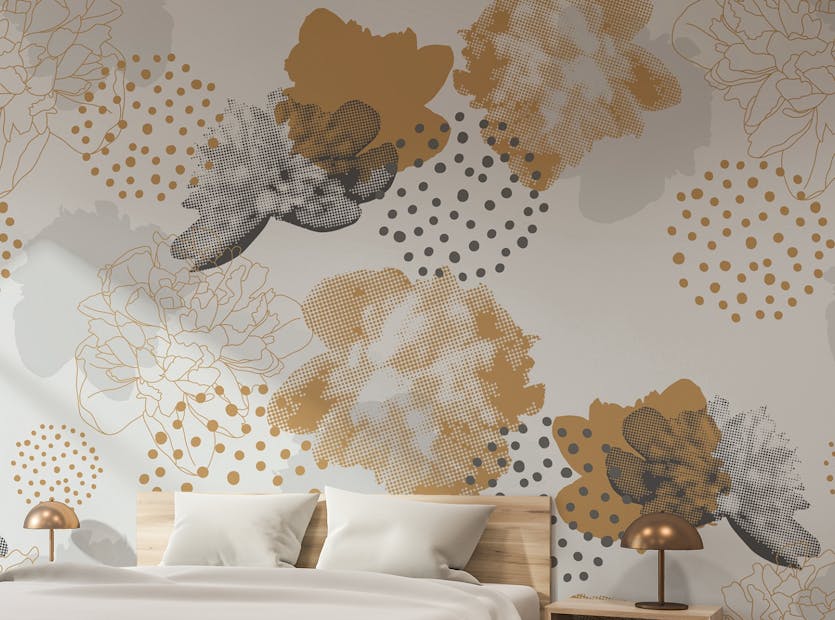 Removable Modern Color Floral Pattern Luxurious Wallpaper Murals
