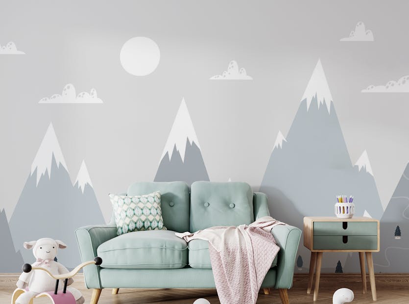 Removable Gray Mountain Snow Kids Room Wallpaper Murals