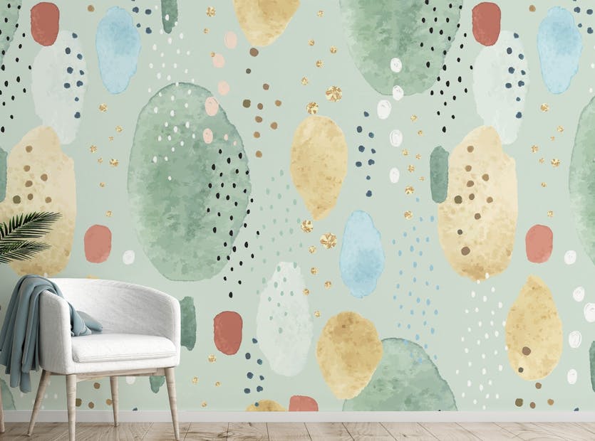 Peel and Stick Polka Dots Watercolor Abstract Wallpaper Murals