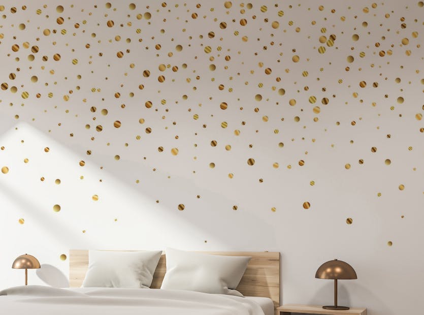 Removable Sparkling Gold Polka Dots Luxury Wallpaper Murals
