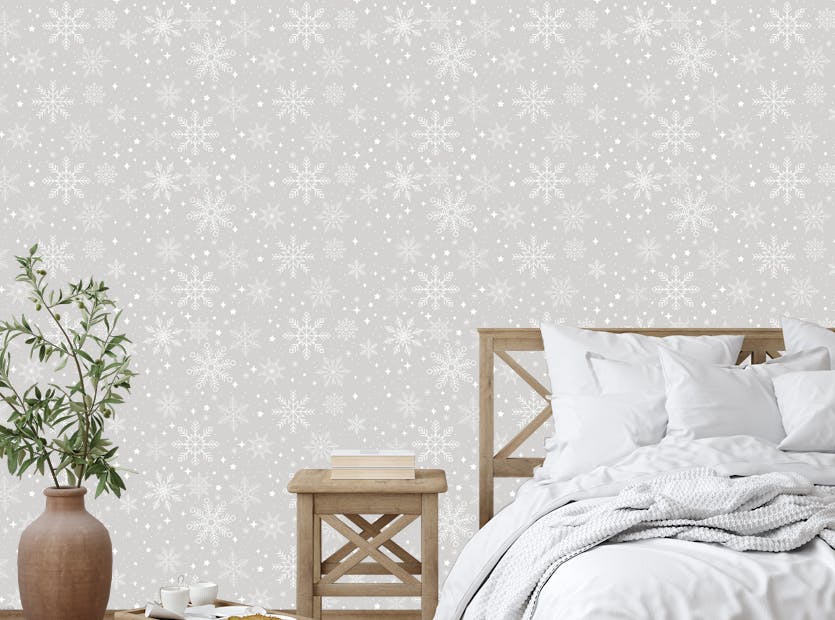 Removable Snowflakes Gray Background Winter Wallpaper