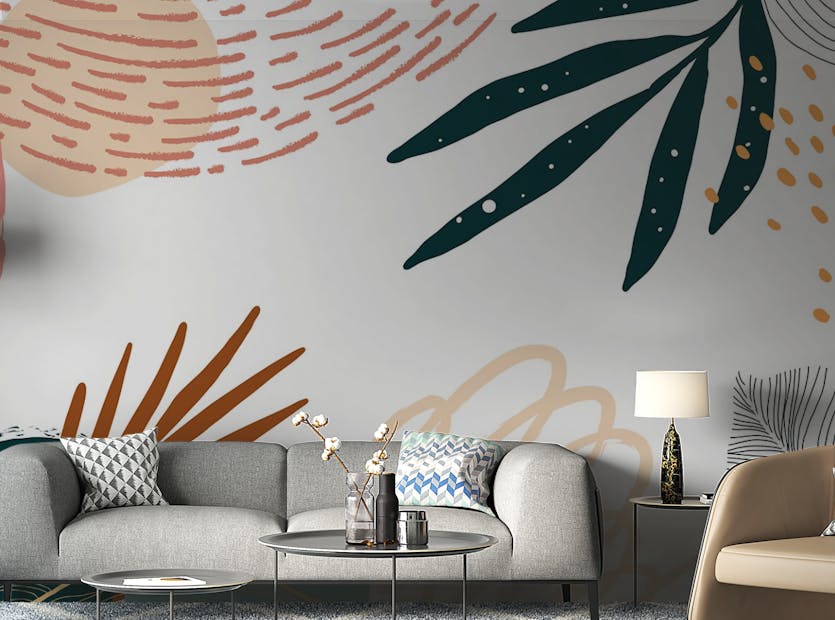 Peel and Stick Tones Shapes Floral Elements Neutral Wallpaper Murals