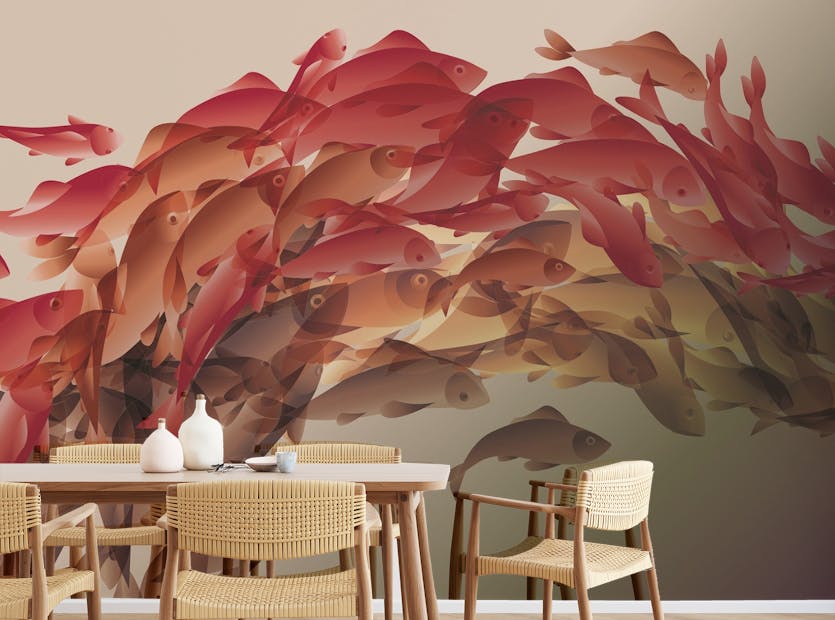 Peel and Stick Abstract Koi Fish Kids Room Wallpaper Murals
