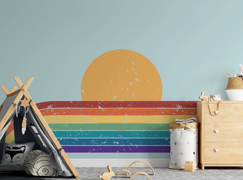 Peel and Stick Colorful Rainbow Stripe Wallpaper Murals