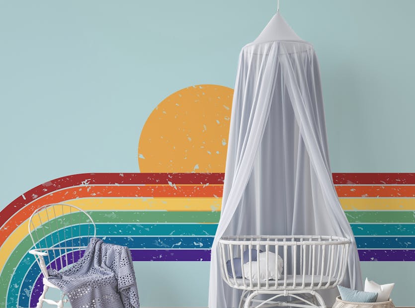 Removable Colorful Rainbow Stripe Wallpaper Murals