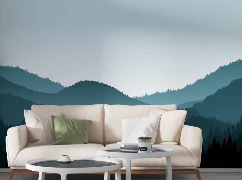 Removable Dark Forest Mountains Wallpaper Murals