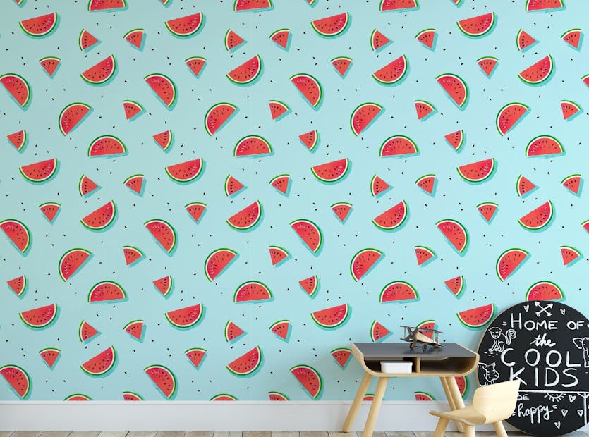 Peel and Stick Watermelon Fruit Slices Wallpaper For Walls