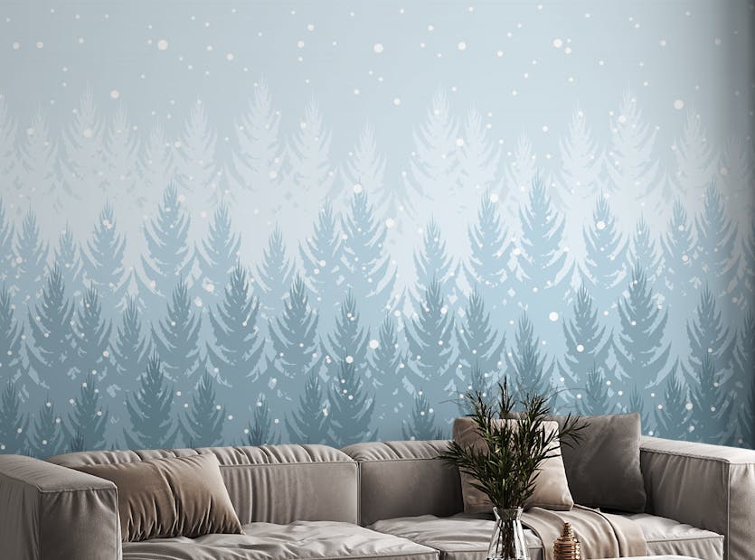 Peel and Stick Forest Falling Snow Winter Wallpaper Murals
