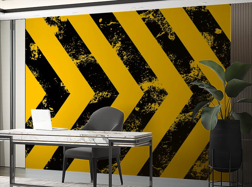 Peel and Stick Warning Sign Yellow and Black Stripes Wallpaper Murals