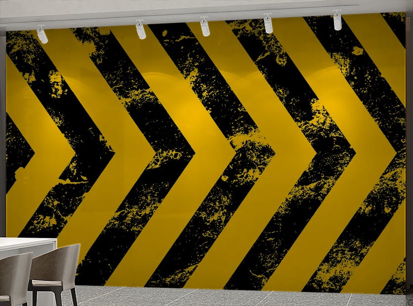 Removable Warning Sign Yellow and Black Stripes Wallpaper Murals
