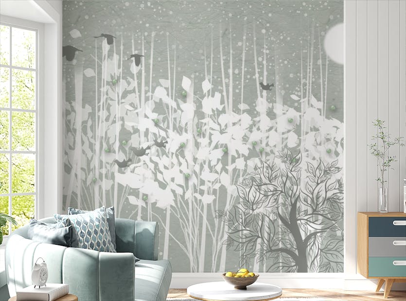 Peel and Stick Winter Snow Forest Wallpaper Murals