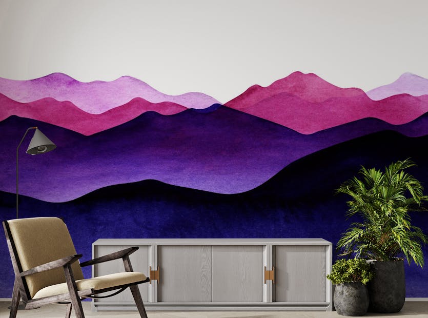 Peel and Stick Indigo Shades Mountain Ombre Wallpaper For Walls