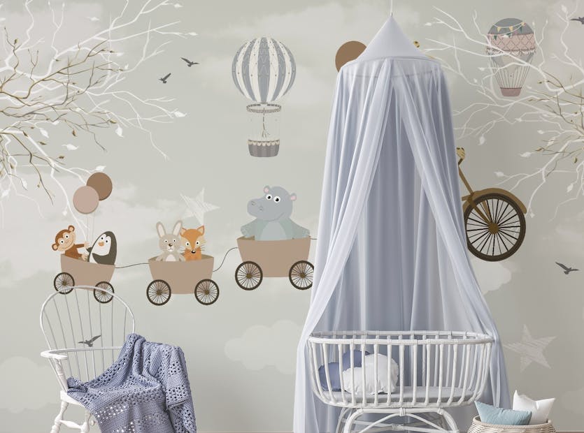 Removable Animals Cycling Nursery Wallpaper Murals