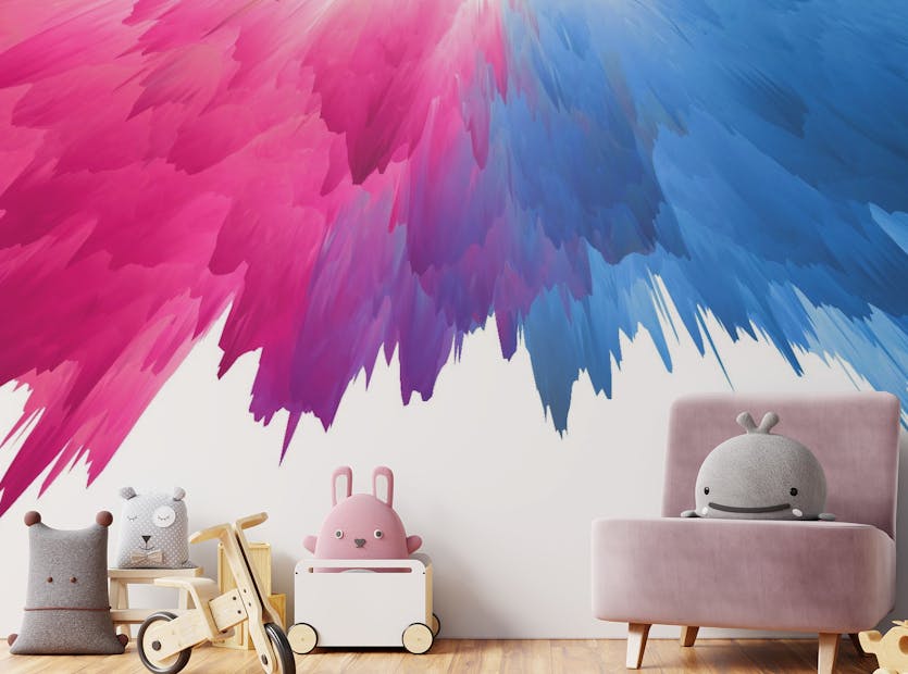Peel and Stick Blue and Pink Color Splash Wallpaper Murals
