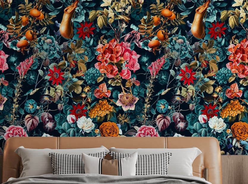Removable Seamless Flower Pattern Wallpaper Murals