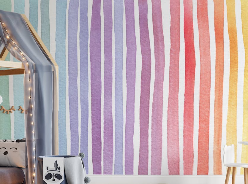 Removable Rainbow Striped Wallpaper Murals