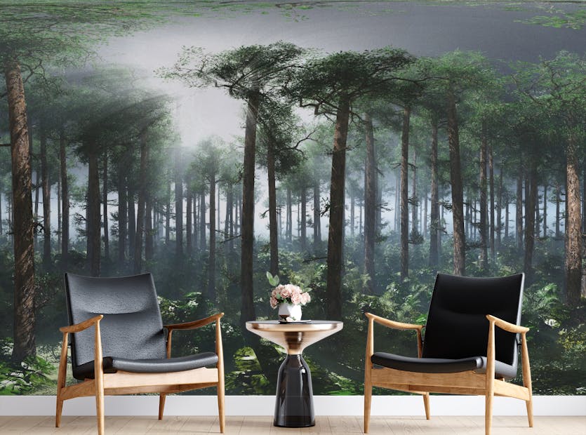 Removable Tropical Foggy Forest Wallpaper Murals