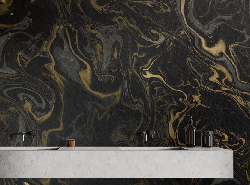 Removable Black Gold Marble Custom Wallpaper For Walls