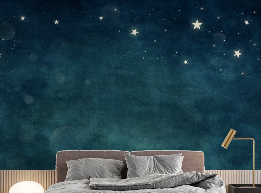 Peel and Stick Night Sky With Star Dark Blue Background Mural Wallpaper