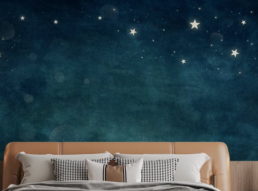 Removable Night Sky With Star Dark Blue Background Mural Wallpaper