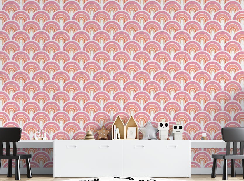 Peel and Stick Pink Rainbows Abstract Wallpapers For Walls