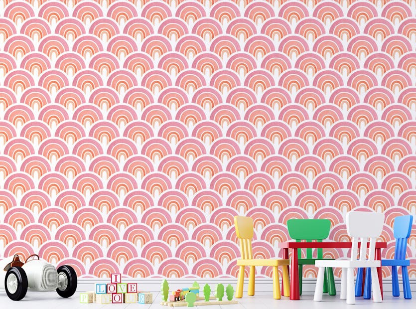 Removable Pink Rainbows Abstract Wallpapers For Walls