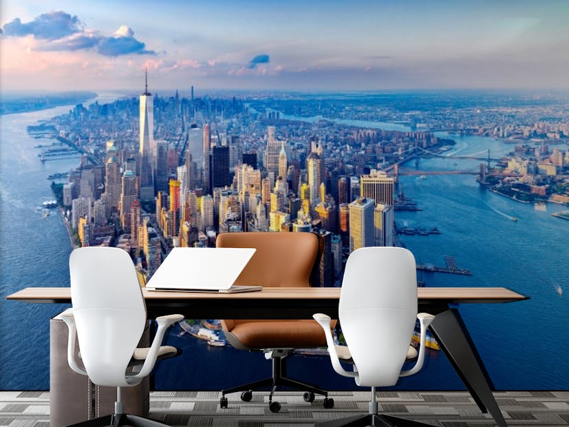 Peel and Stick Manhattan Skyline Aerial View Wall Mural