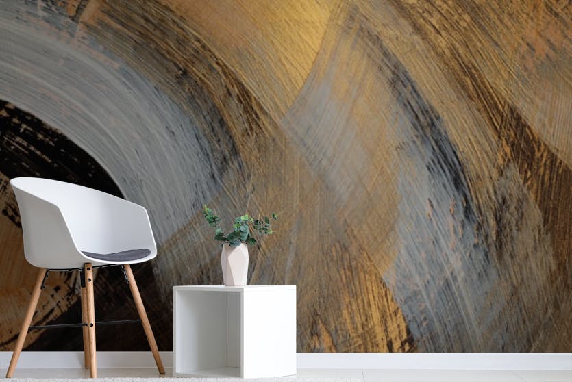 Peel and Stick Golden Swirl Abstract Wall Mural