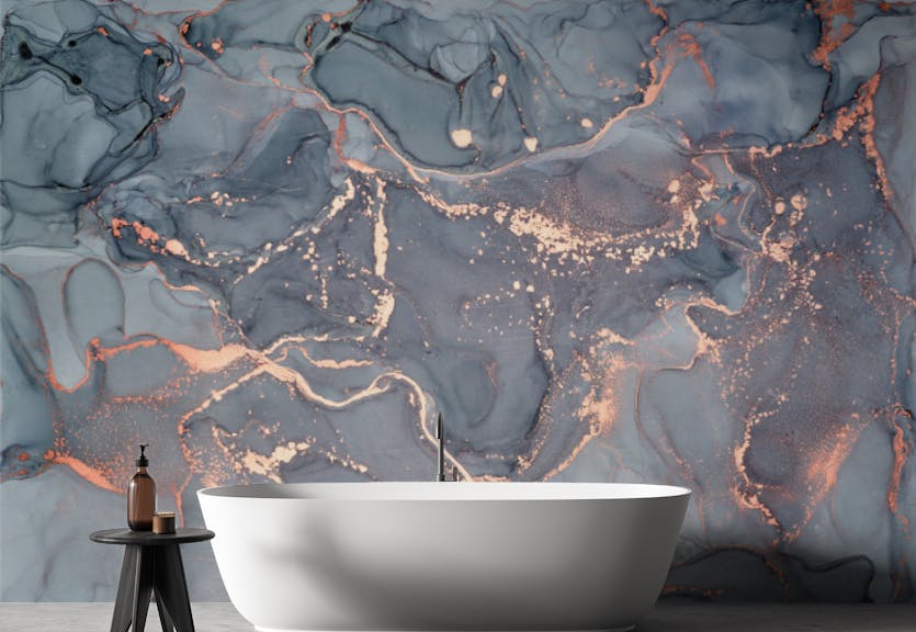 Peel and Stick Metallic Copper Veins Abstract Wall Mural